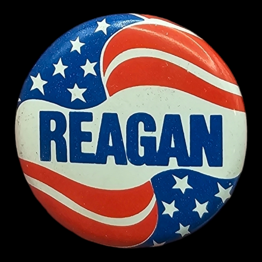 1976 Ronald Reagan 1‎ 1/8" Presidential Campaign Pinback Pin Button Badge Flag